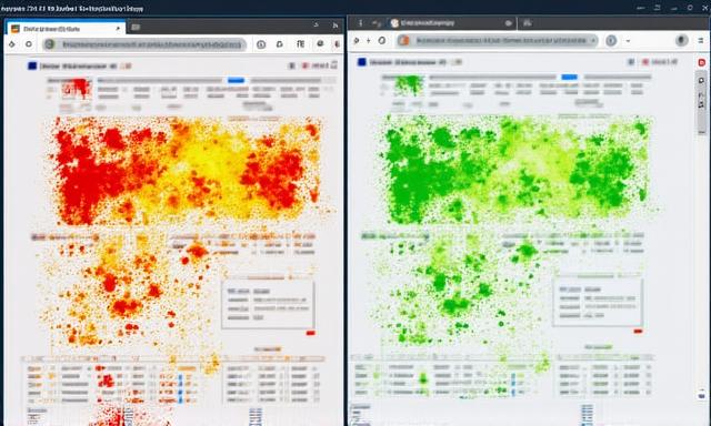 Side by side comparison of a heatmap and a session recording session