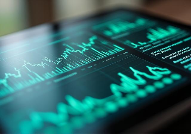 Close up of a high-tech metal market analytics dashboard